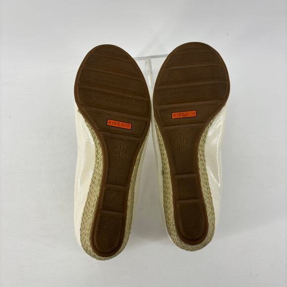 Cole Haan Air Tali Peep Toe Wedge Ivory Patent Leather Espadrille Sole - Picture 5 of 15